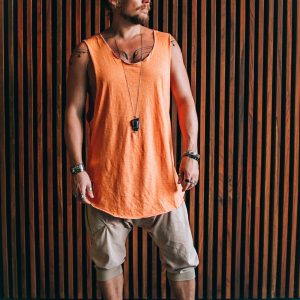 Organic Cotton Sleeveless Shirt: Asymmetric Yoga Tank Top