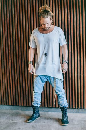 Asymmetric Bamboo Tshirt: Deep Vneck Festival Top