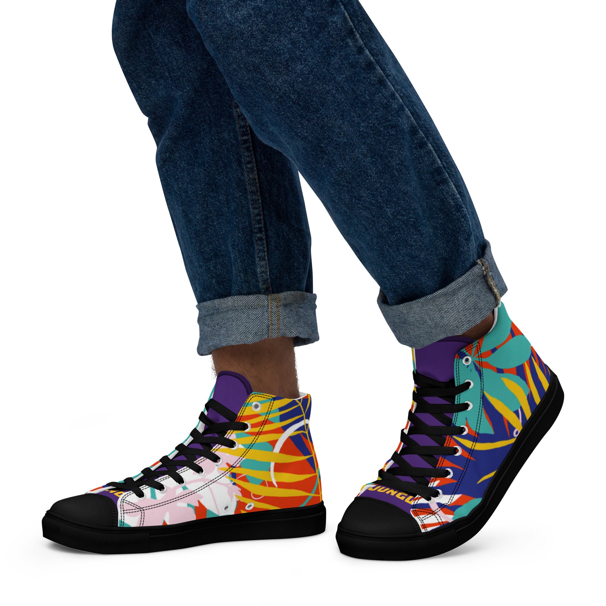 Jungle Leaf High Top Canvas Shoes: Men's Luxury Jungle Leaf High Top Canvas Shoes: Men's Luxury
