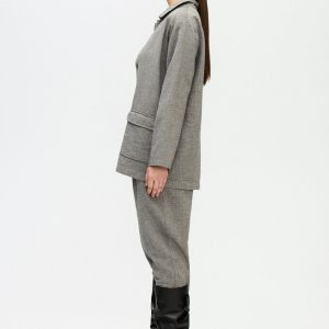 Grey Oversize Jacket Cotton Shirts Women's Jackets